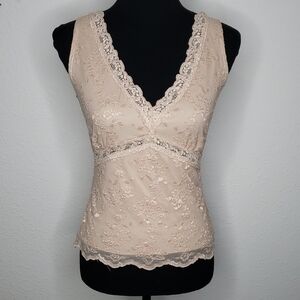 Vintage Worthington Lace Overlay Babydoll Top Size S Coquette Fairy Y2K Cream